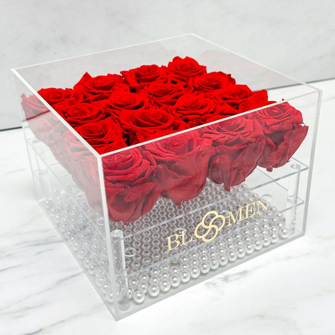 16 RED EVERLASTING ROSES