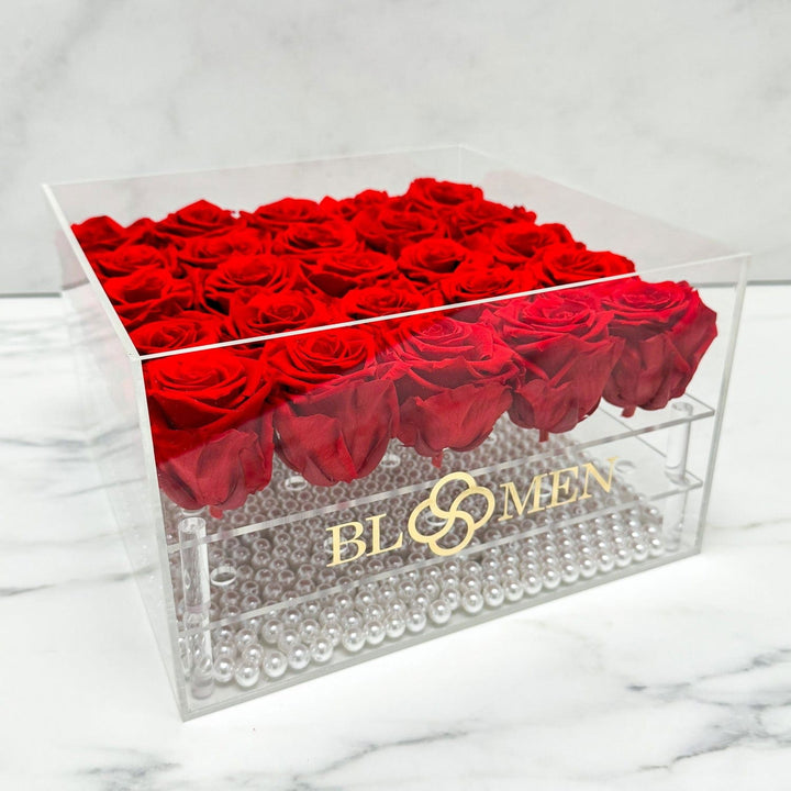 25 RED EVERLASTING ROSES