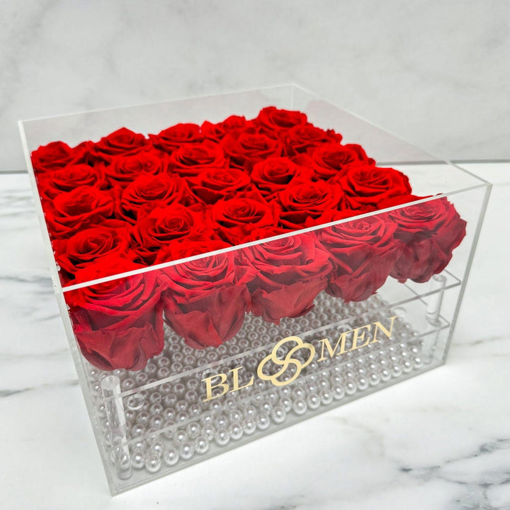 25 RED EVERLASTING ROSES