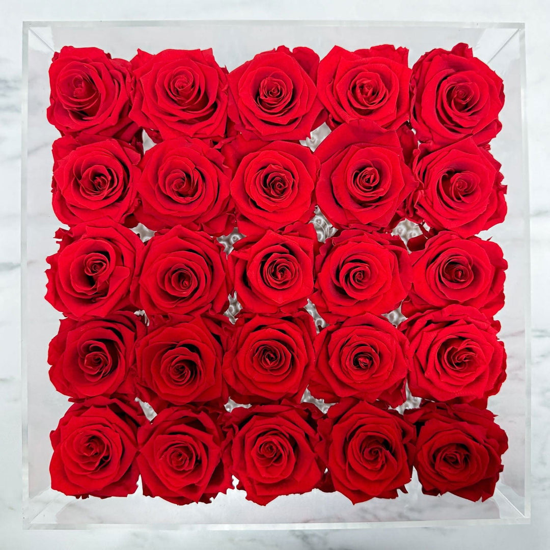 25 RED EVERLASTING ROSES