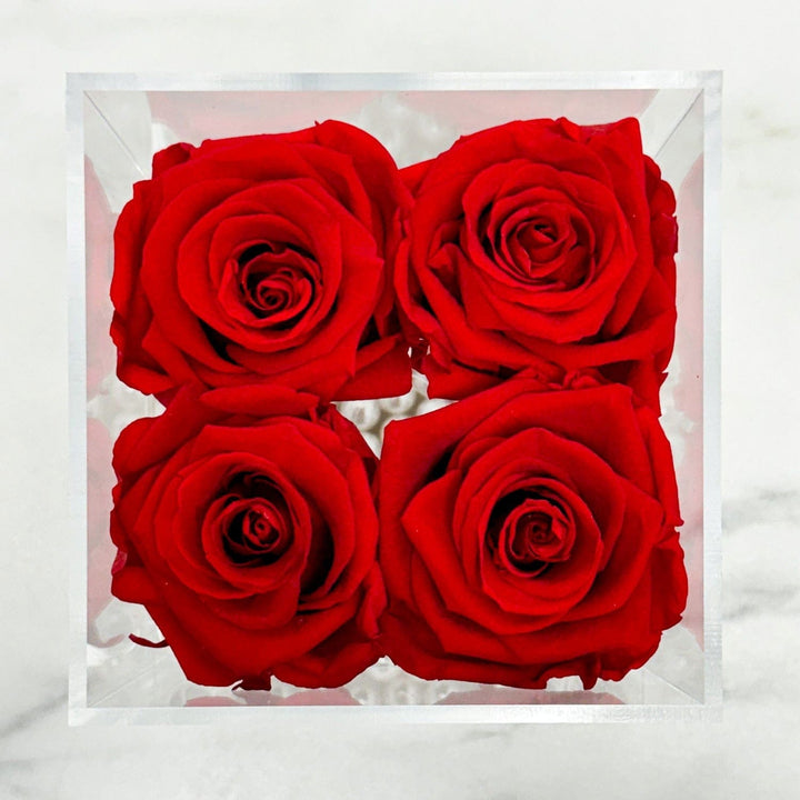 4 RED EVERLASTING ROSES