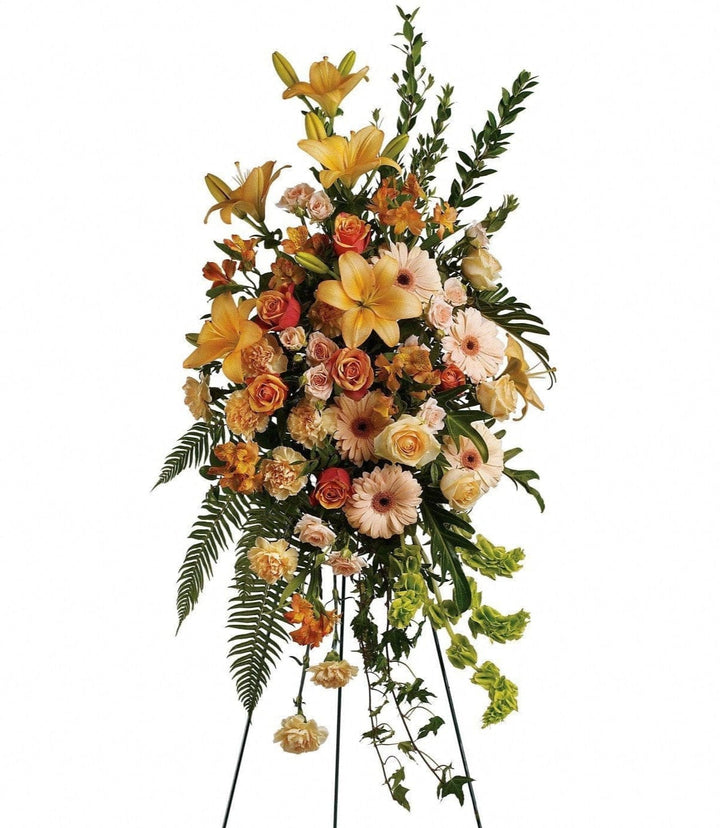 Standing Spray: Mixed Flowers: (Peach & Orange)