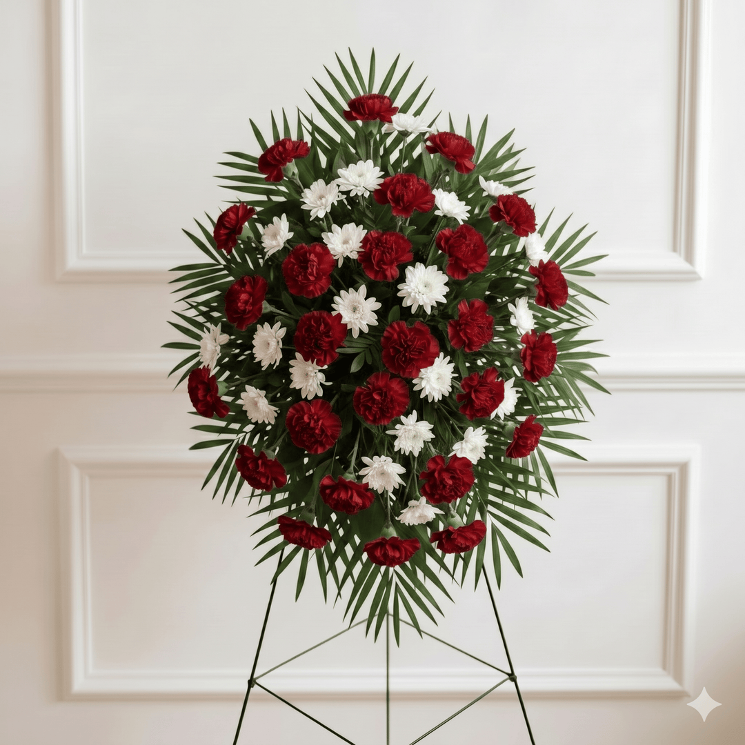 Standing Spray: Carnations & Dasies (Red & White)