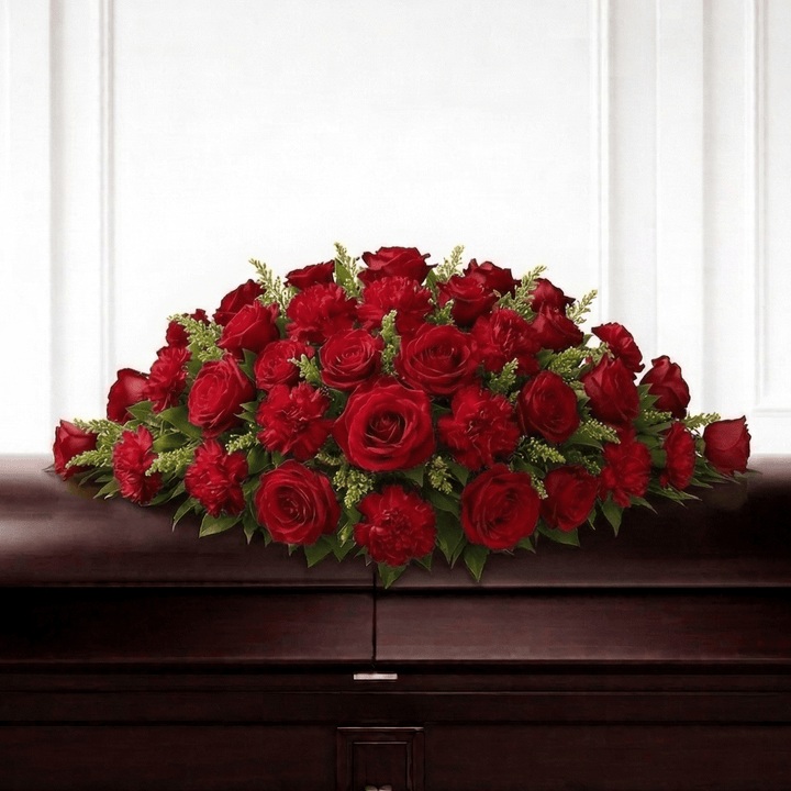 Casket Spray: Roses & Carnations (Red)