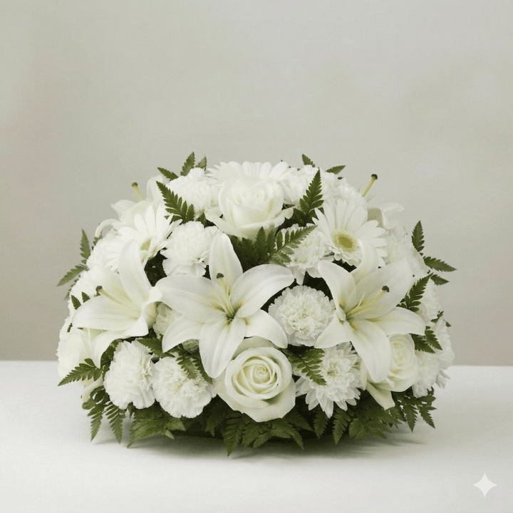Posy: Roses, Carnations & Chrysanthemums (White & Green)