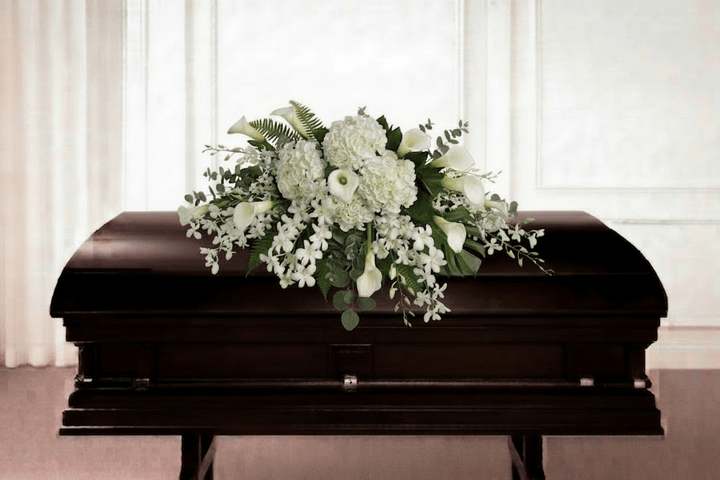 Casket Spray: Calla Lilies & Orchids (White)