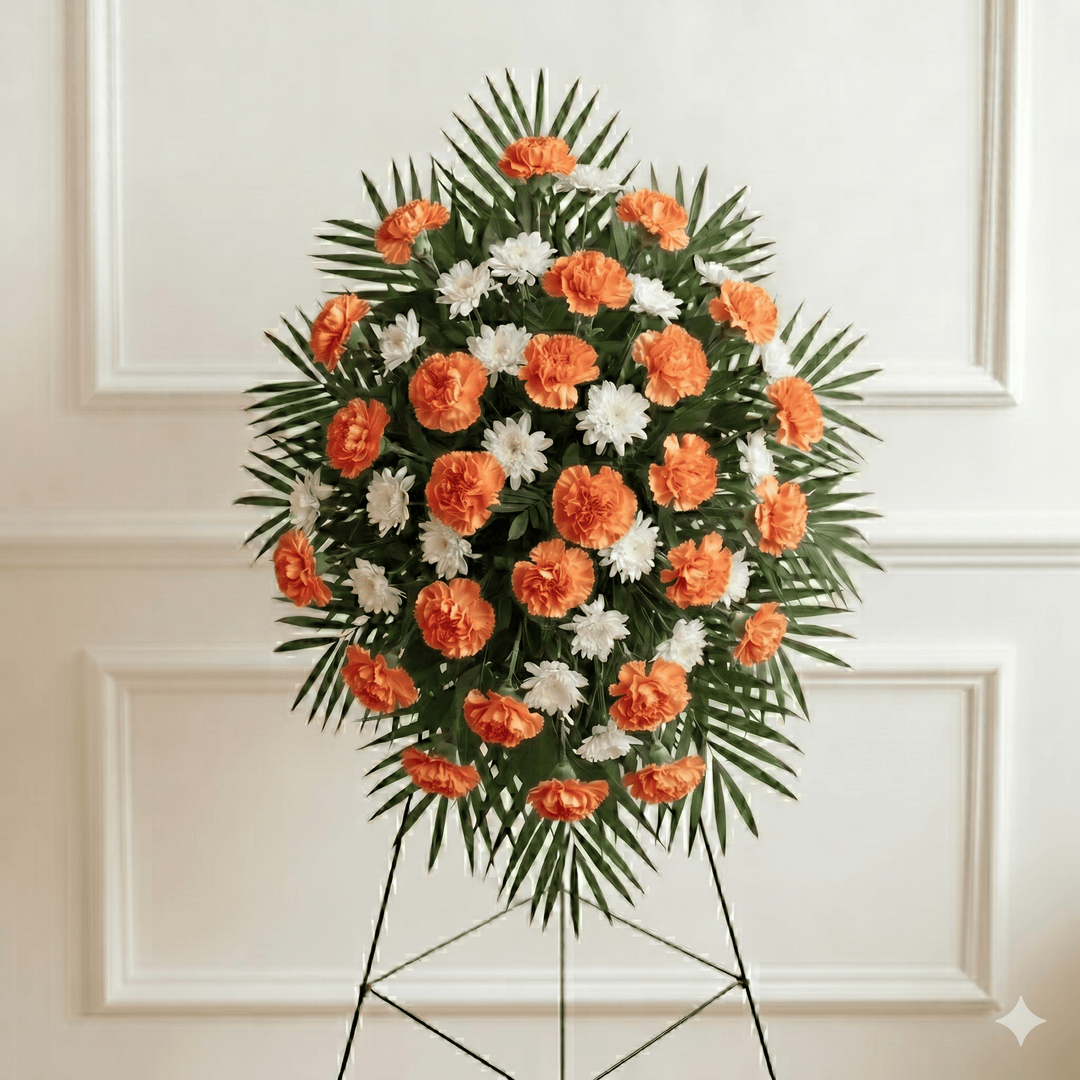 Standing Spray: Carnations & Dasies (Orange & White)