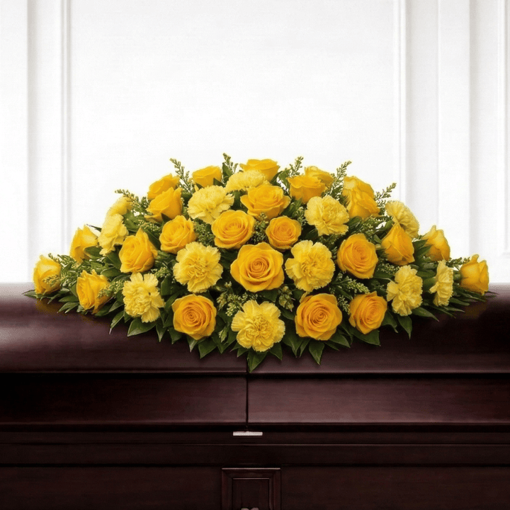 Casket Spray: Roses & Carnations (Yellow)