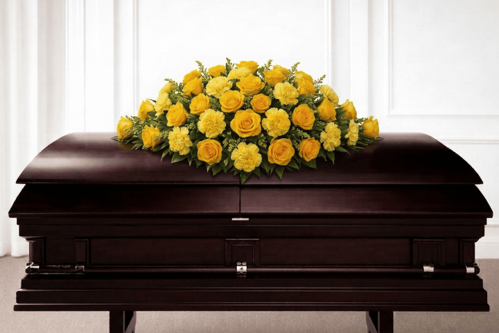 Casket Spray: Roses & Carnations (Yellow)