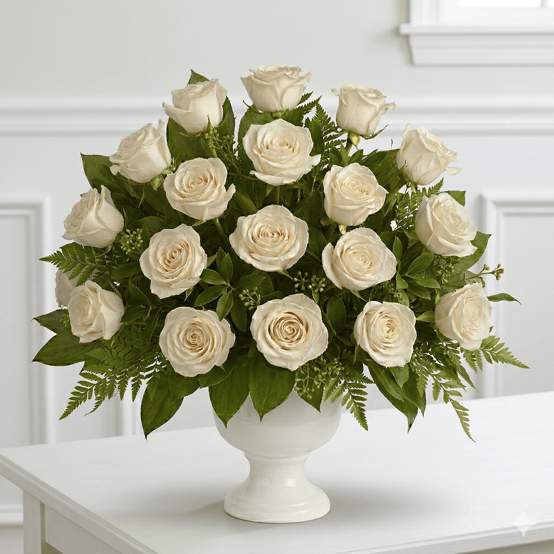 Urn Arrangement: Roses (White)