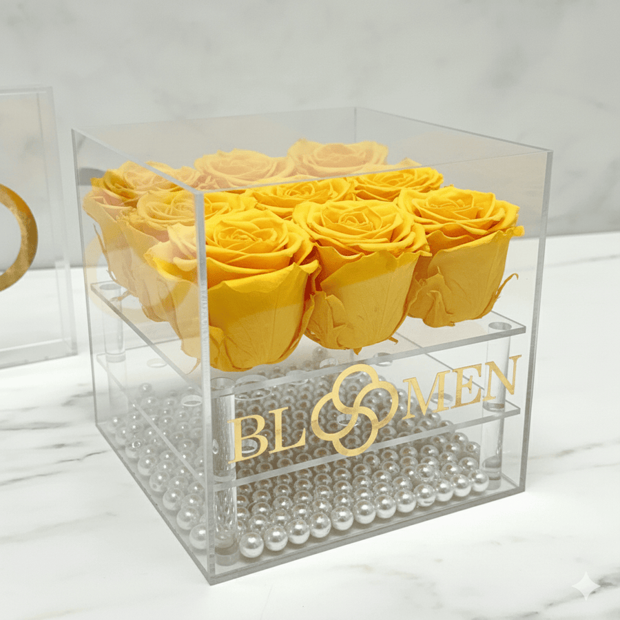 9 YELLOW EVERLASTING ROSES