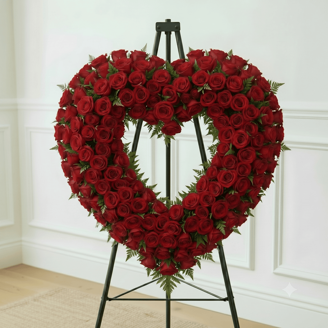 Wreath Open Heart: Roses (Red)