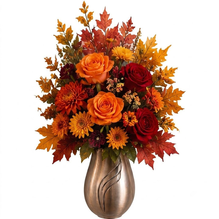 Artificial Mausoleum: Roses & Chrysanthemums (Red & Orange)