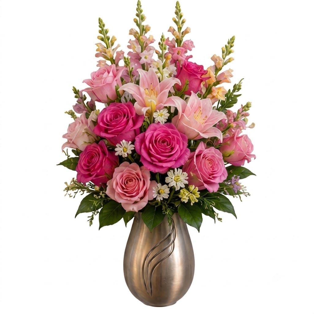 Artificial Mausoleum: Roses, Lilies & Snapdragons (Hot Pink & Pink)