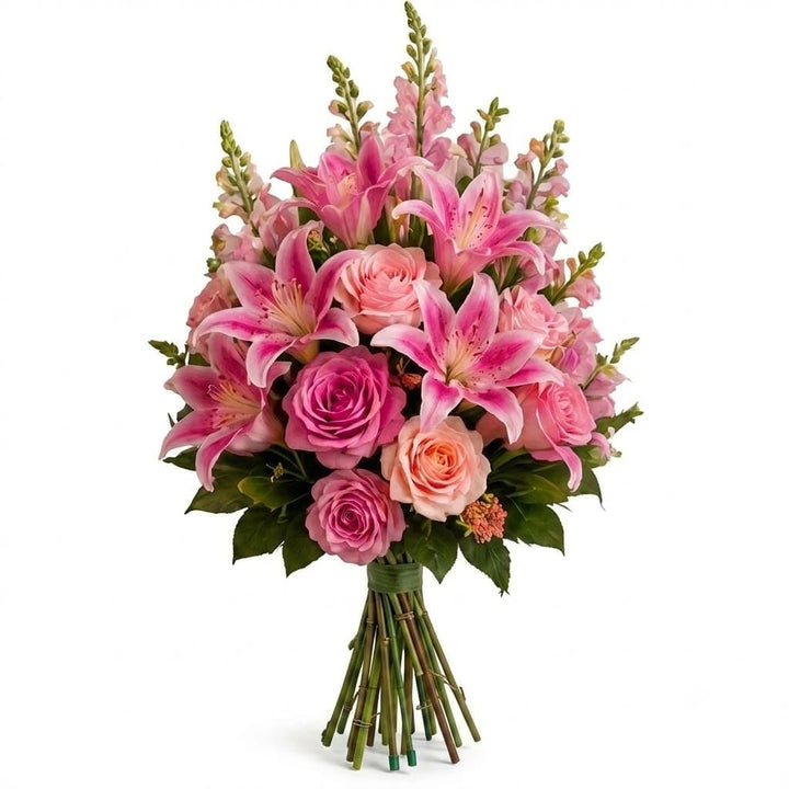 Artificial Mausoleum: Roses, Lilies & Snapdragons (Pink & Peach)