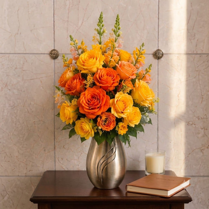 Artificial Mausoleum: Roses & Snapdragons (Orange & Yellow)
