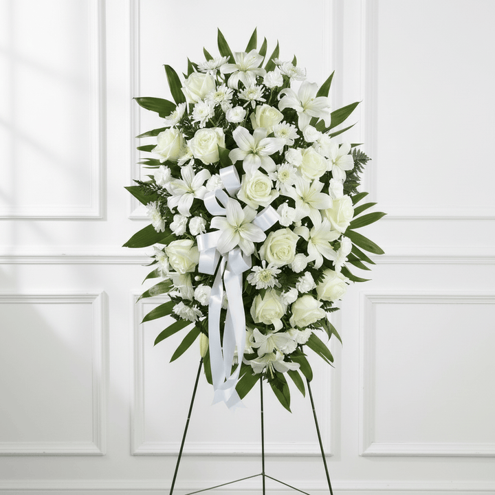 Standing Spray: Roses & Lilies (White)