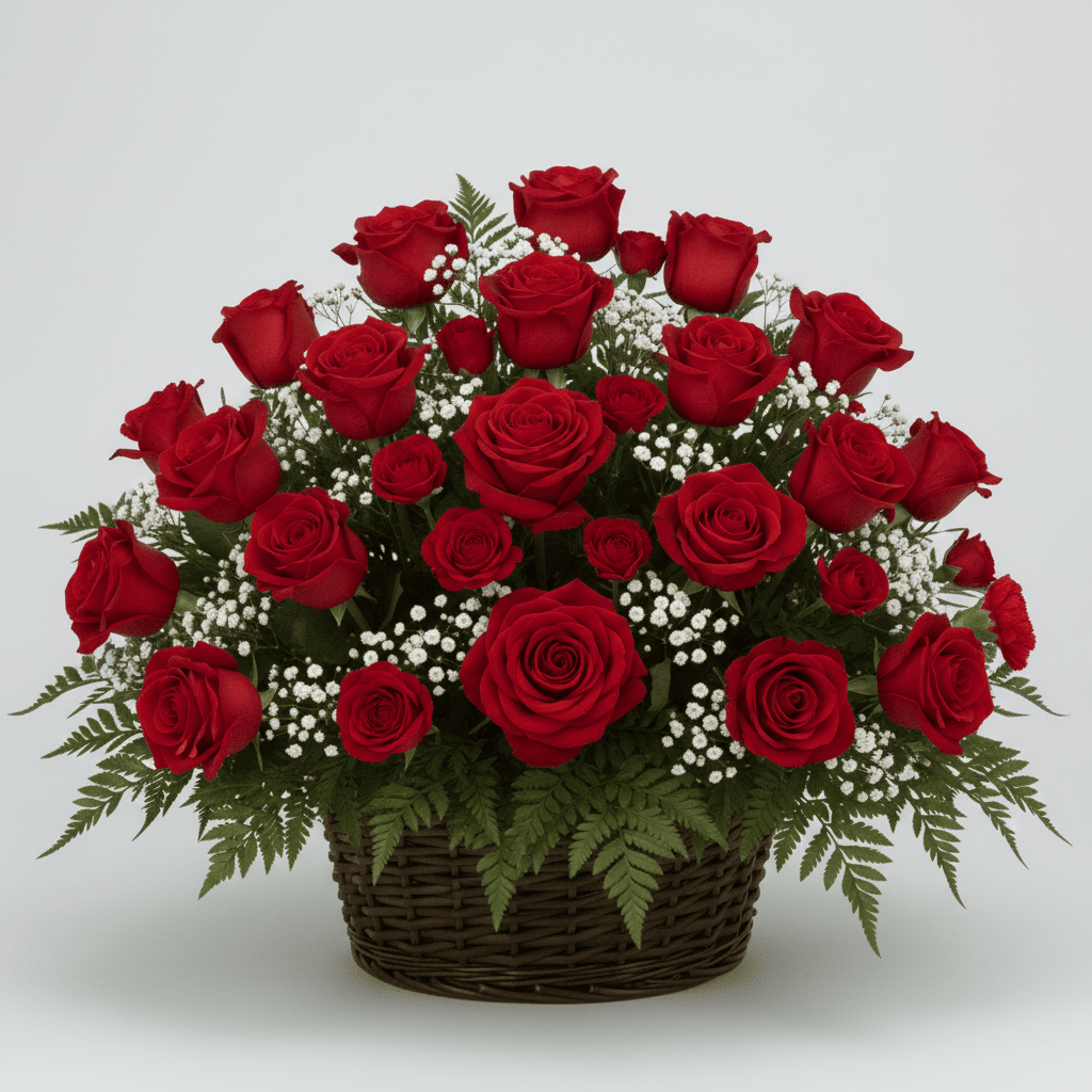 Basket Arrangement - All Red Roses