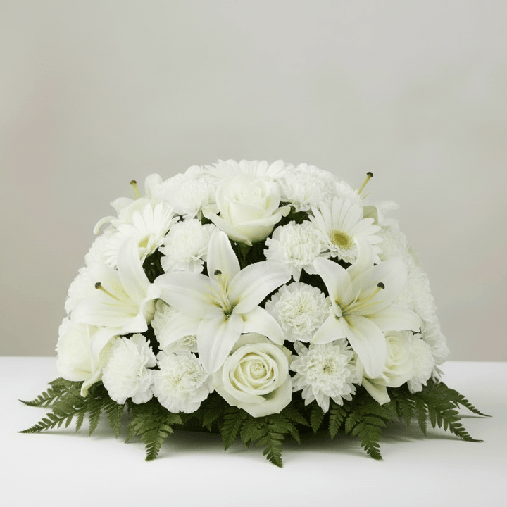 Posy: Roses, Carnations & Chrysanthemums (White & Green)