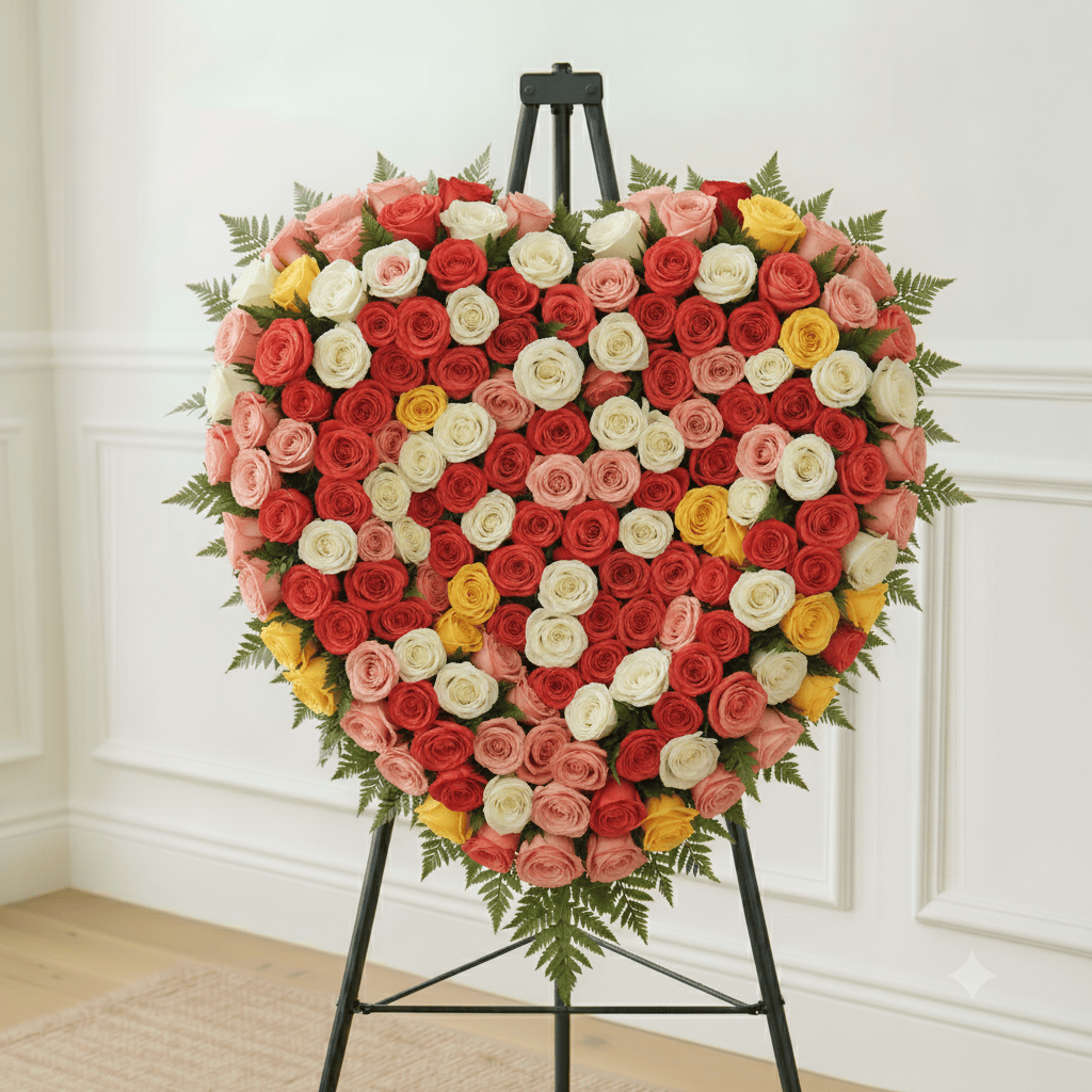 Solid Heart: Roses (Red, Pink, Yellow & White)