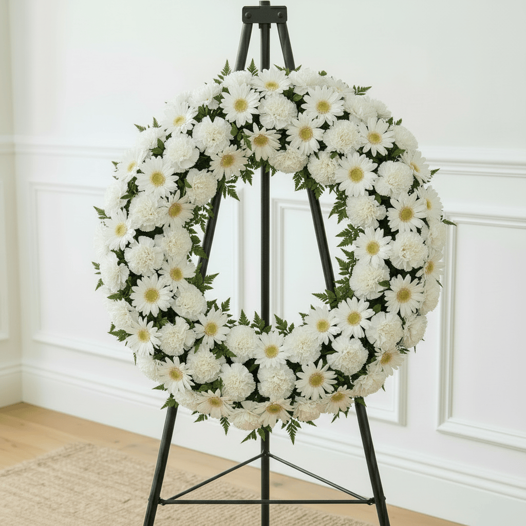 Wreath: Carnations & Daisies (White)