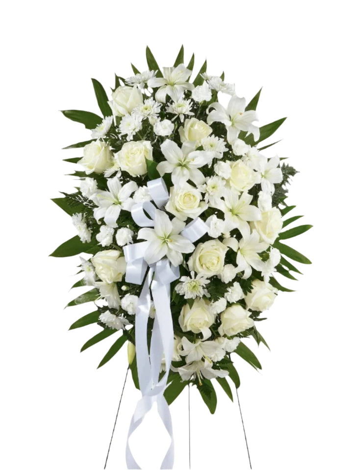 Standing Spray: Roses & Lilies (White)