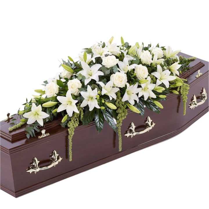 Casket Spray: Lilies & Roses (White)