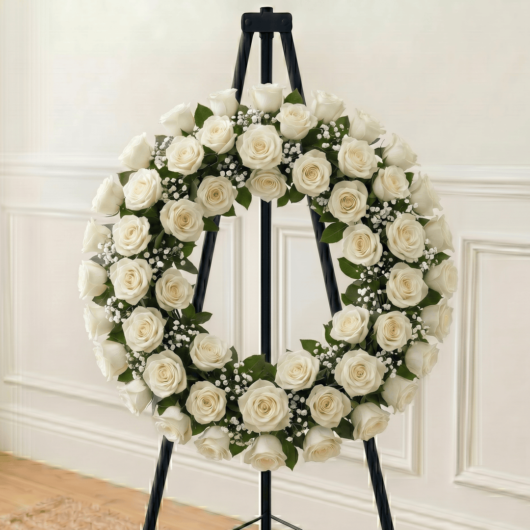 Wreath: Roses & Baby Breath (White)