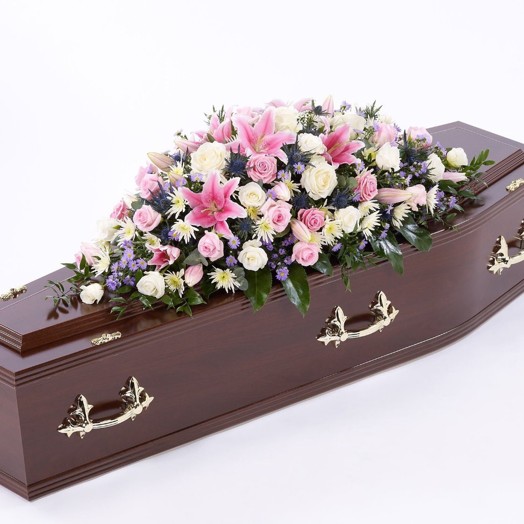 Casket Spray: Lilies & Roses (White & Pink)